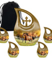 10-inch Running Horse Urn with Cross Drop design