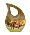 10-inch Running Horse Urn with Cross Drop design