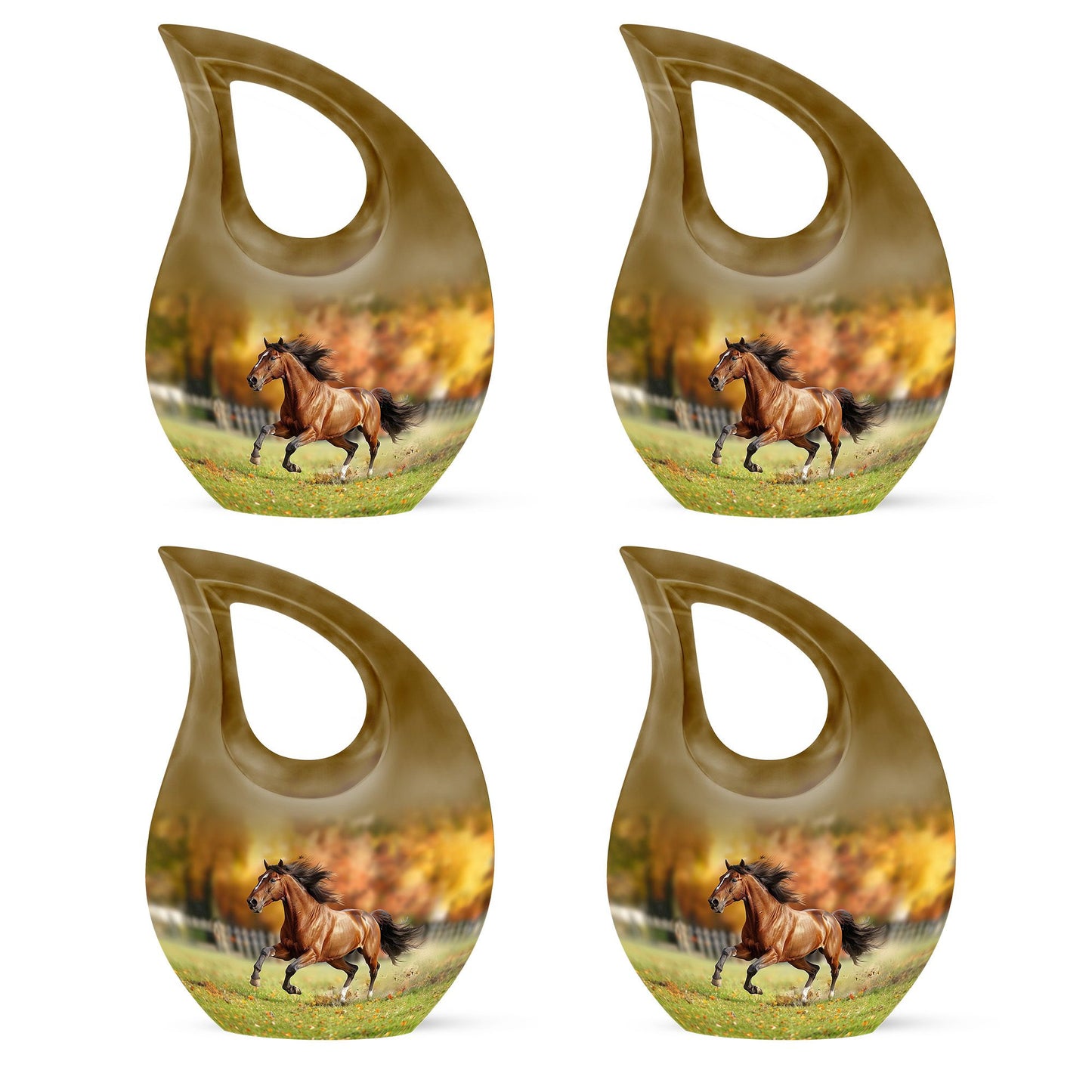 10-inch Running Horse Urn with Cross Drop design