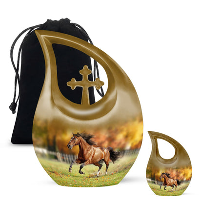 Personalized Horse Memorial Urn for Loved One - 10-inch, 200 cu in - Yatskia