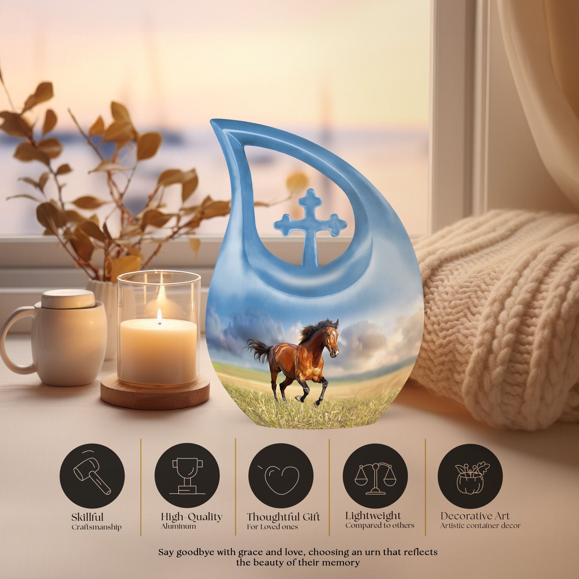 10-inch Running Horse urn