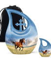 Running Horse Cremation Urn - Blue Memorial Urn for Mom and Dad