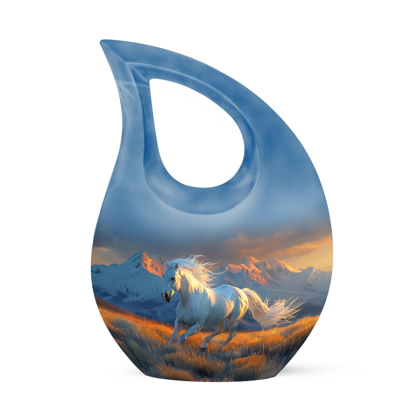 10-inch Cross Drop Running Horse Urn