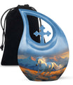 Running Horse Memorial Urn - Blue Cremation Urn For Mom and Dad Ashes