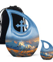 Running Horse Memorial Urn - Blue Cremation Urn For Mom and Dad Ashes