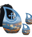 Running Horse Memorial Urn - Blue Cremation Urn For Mom and Dad Ashes
