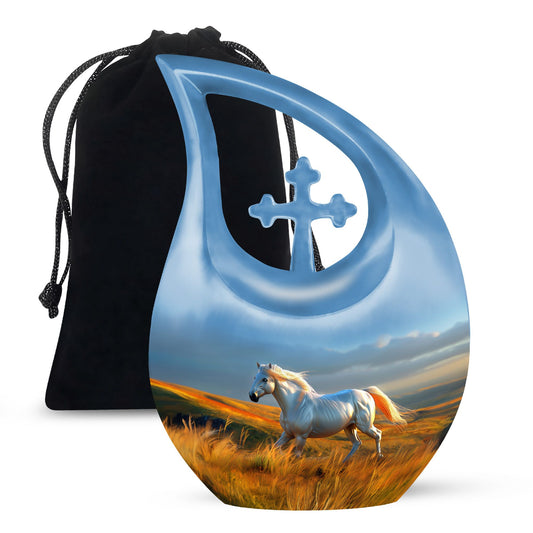 10-inch Cross Drop Runing Horse Urn