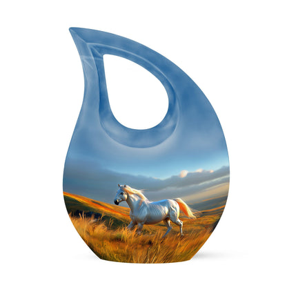 10-inch Cross Drop Runing Horse Urn