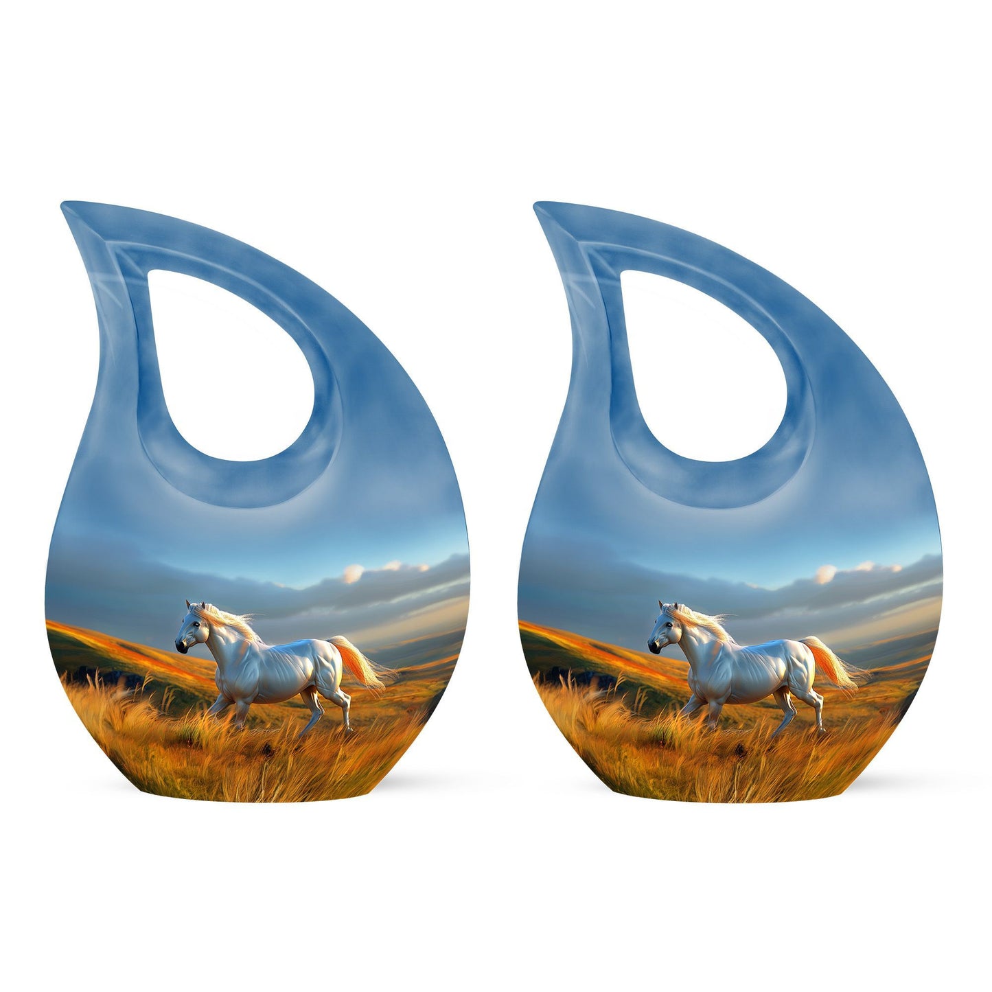 10-inch Cross Drop Runing Horse Urn