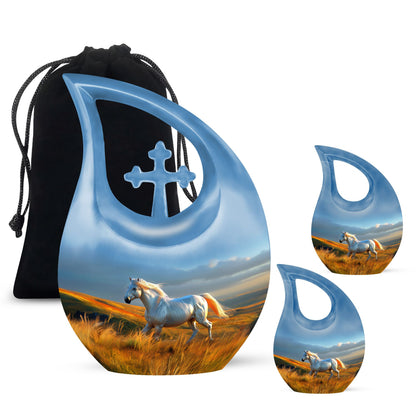 10-inch Cross Drop Runing Horse Urn