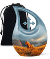 10-inch Runing Horse-themed Cross Drop Memorial Urn
