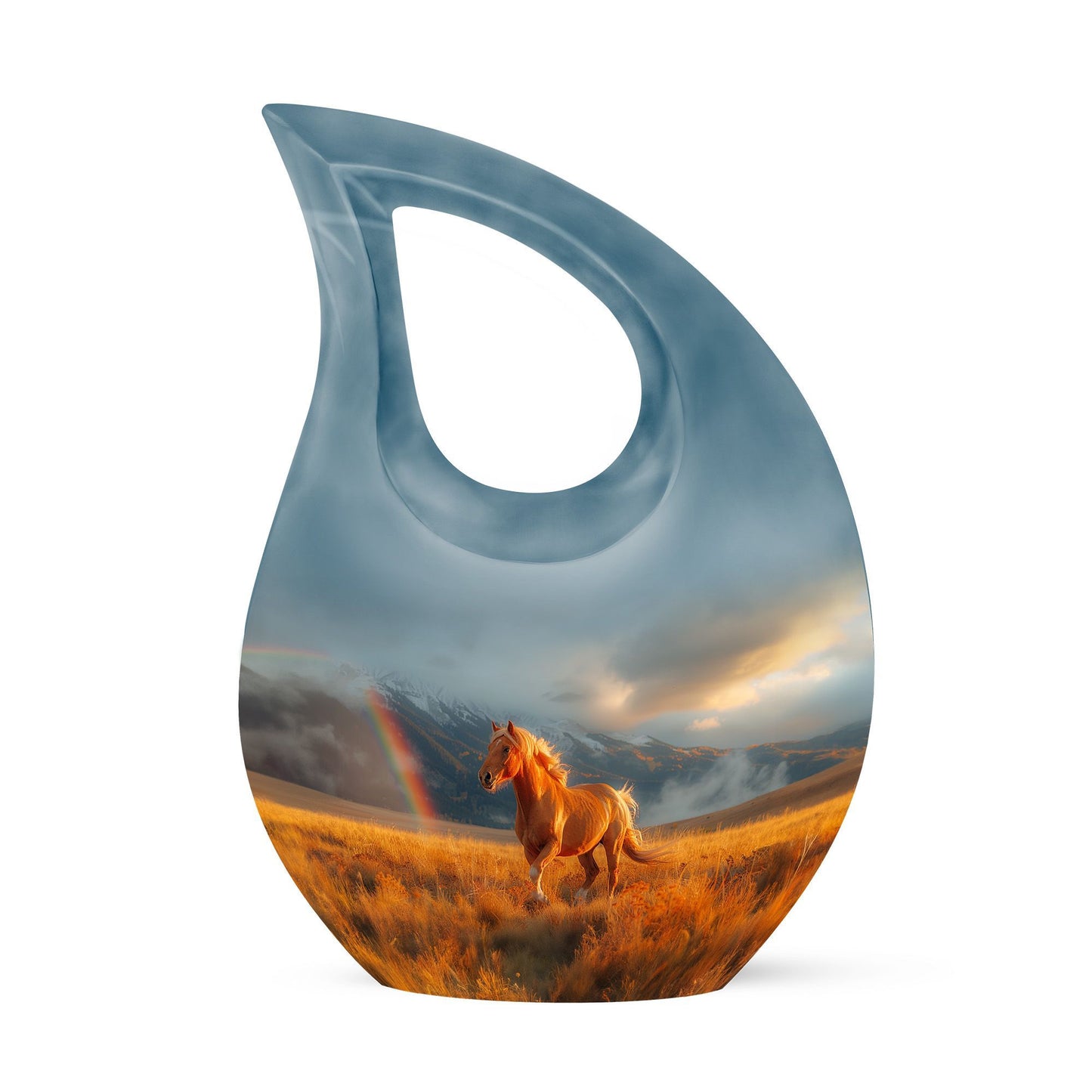 10-inch Runing Horse-themed Cross Drop Memorial Urn