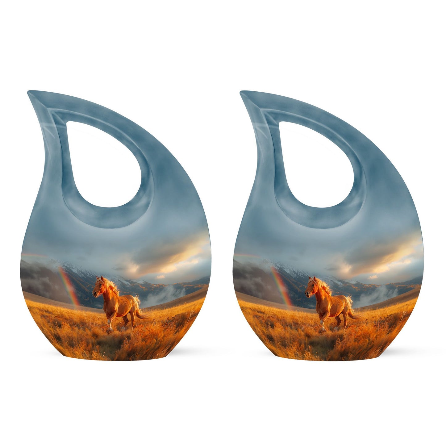 10-inch Runing Horse-themed Cross Drop Memorial Urn