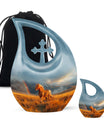 10-inch Runing Horse-themed Cross Drop Memorial Urn
