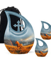 10-inch Runing Horse-themed Cross Drop Memorial Urn