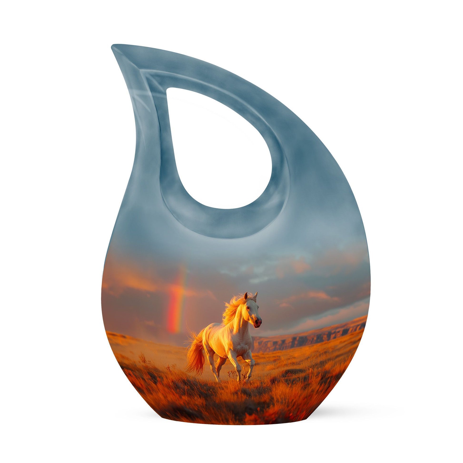 10 inch Running Horse Urn with Cross Drop design