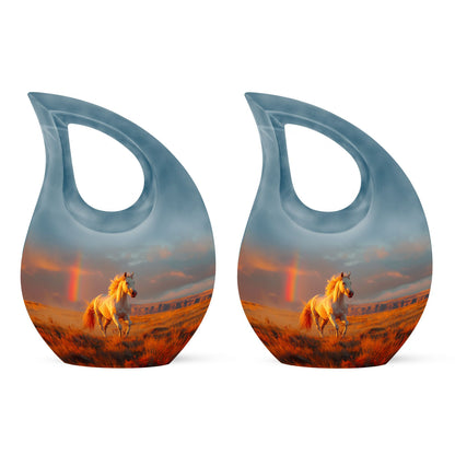 10 inch Running Horse Urn with Cross Drop design