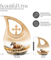 10-inch Cross Drop Design Running Horse Urn for Ashes