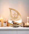 10-inch Cross Drop Design Running Horse Urn for Ashes