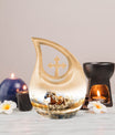 10-inch Cross Drop Design Running Horse Urn for Ashes