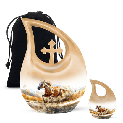 Personalized Horse Cremation Urn for Mom - 10-inch, 200 cu in - Yatskia
