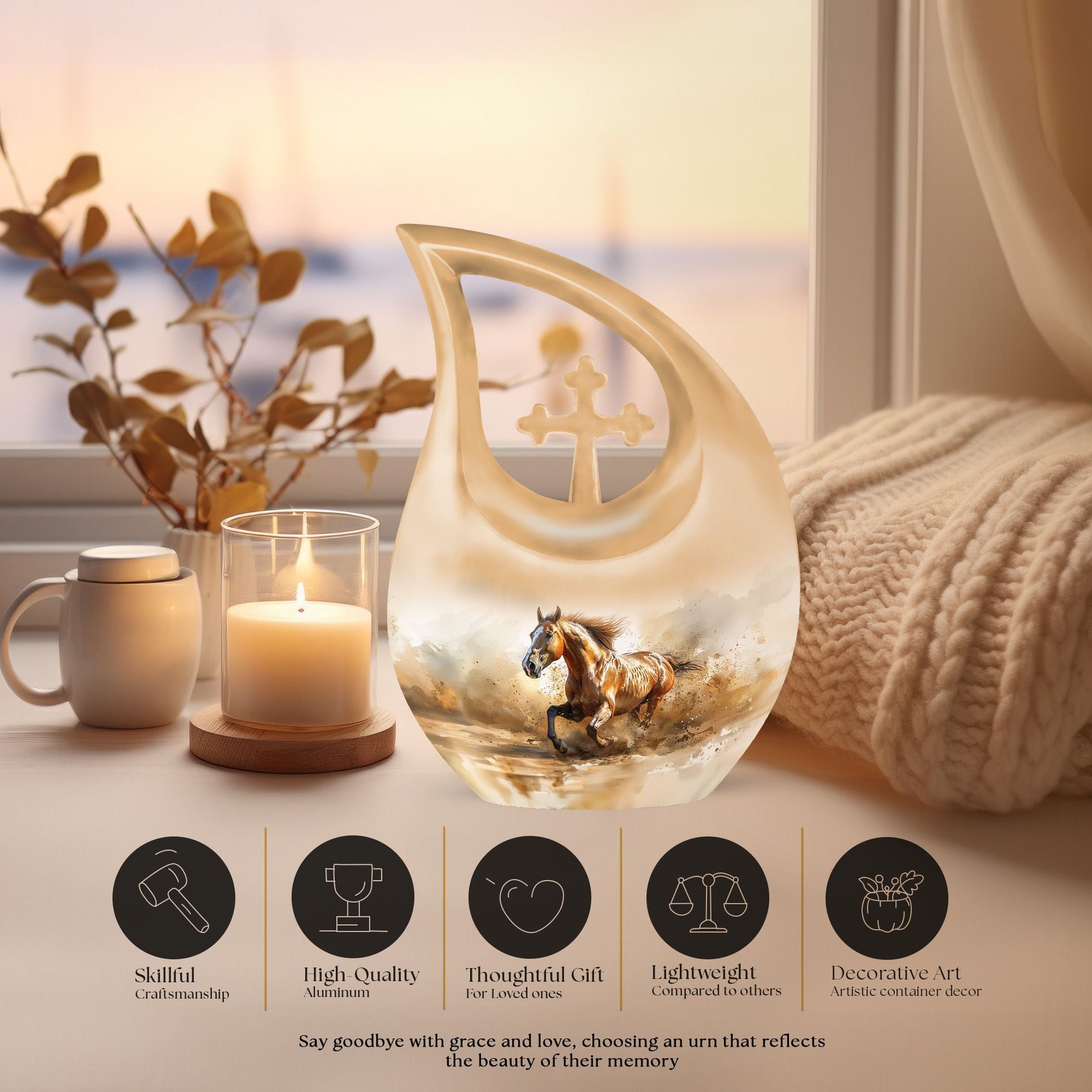 10 Inch Running Horse Memorial Urn