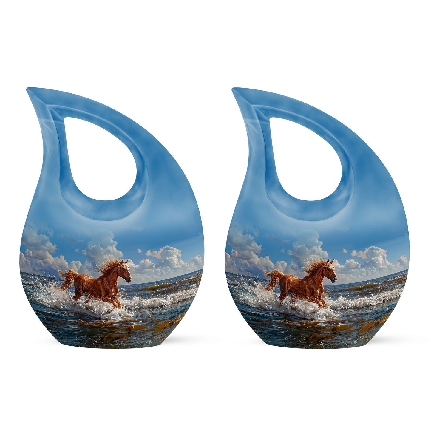 10 inch Running Horse Urn with Cross Drop design