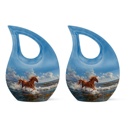10 inch Running Horse Urn with Cross Drop design
