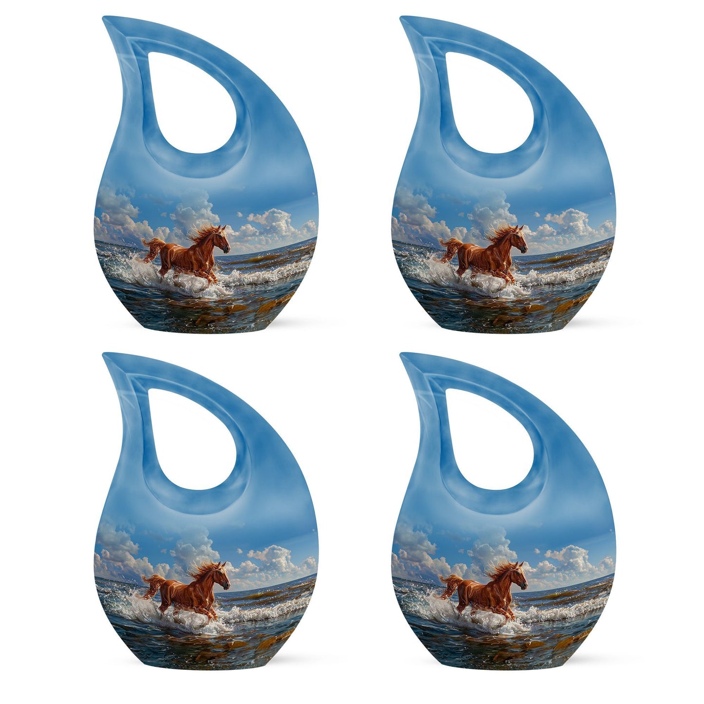 10 inch Running Horse Urn with Cross Drop design