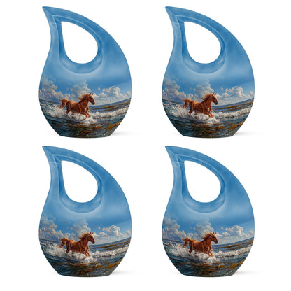 10 inch Running Horse Urn with Cross Drop design