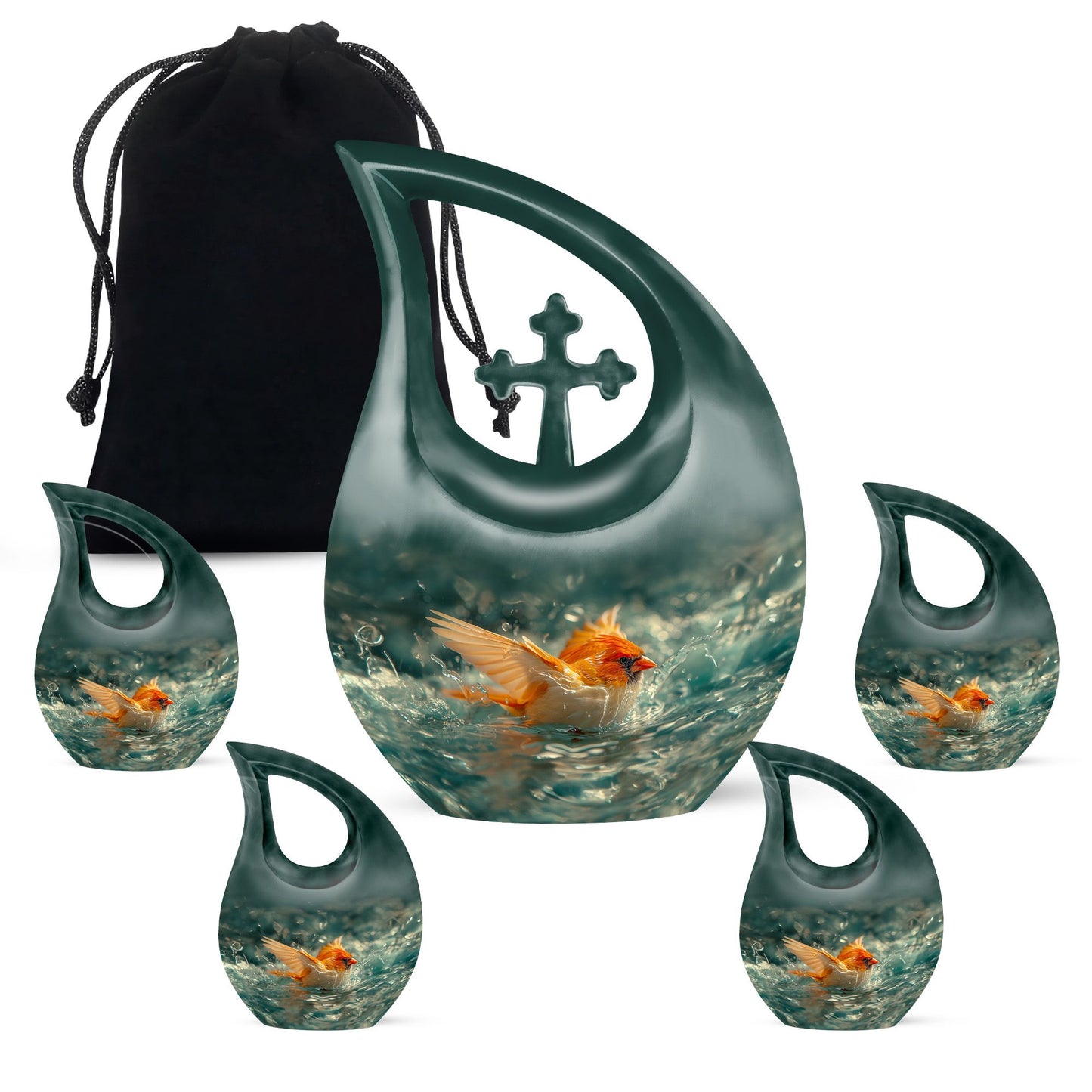 Cardinal Cross Drop Urn