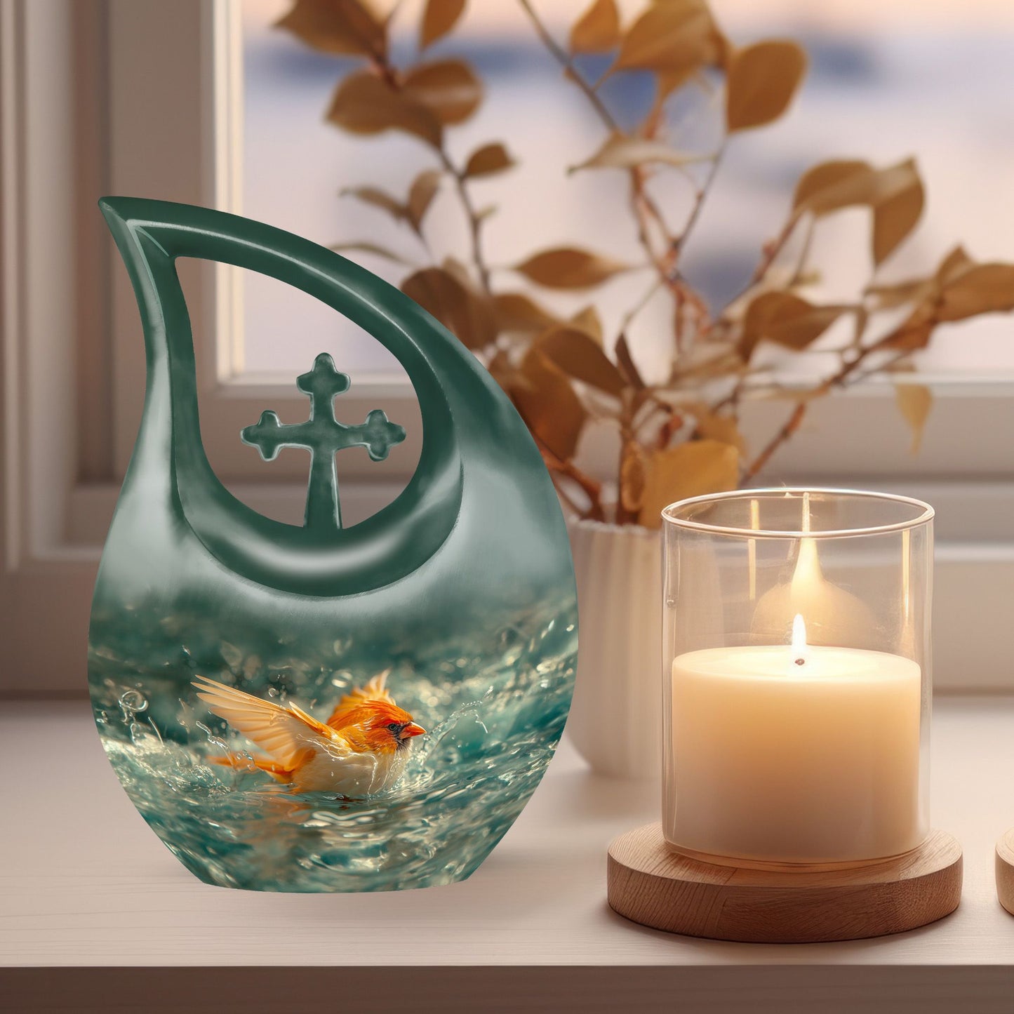 Cardinal Cross Drop Urn