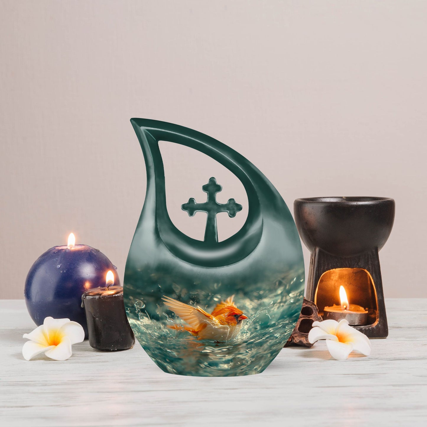 Cardinal Cross Drop Urn