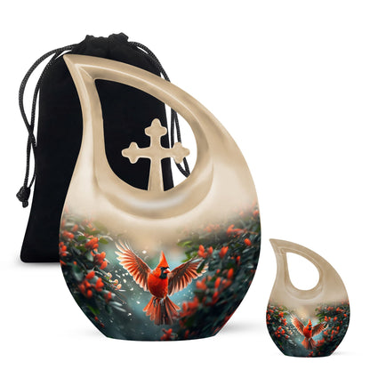 Cardinal Theme Large Urn With 1 Keepsake Urn