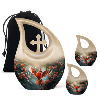 Cardinal Theme Large Urn With 2 Keepsake Urn