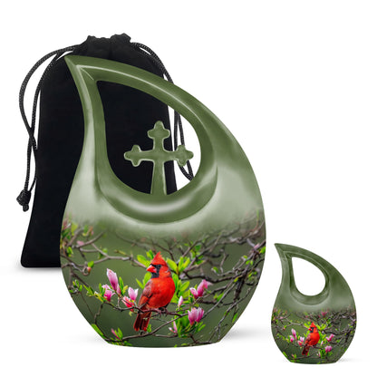 Cardinal Theme Large Urn With 1 Keepsake Urn