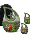 Cardinal Theme Large Urn With 2 Keepsake Urn