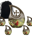 Cardinal Theme Large Urn With 4 Keepsake Urn
