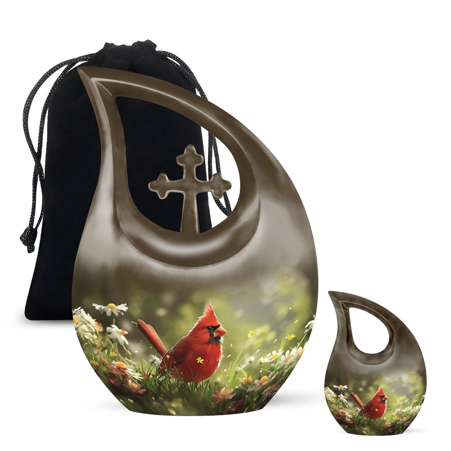 Cardinal Theme Large Urn With 1 Keepsake Urn