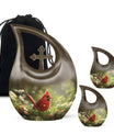 Cardinal Theme Large Urn With 2 Keepsake Urn