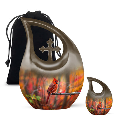 Cardinal Theme Large Urn With 1 Keepsake Urn
