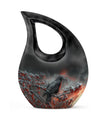 10 Inch Crow Urn with Cross Drop design Urn