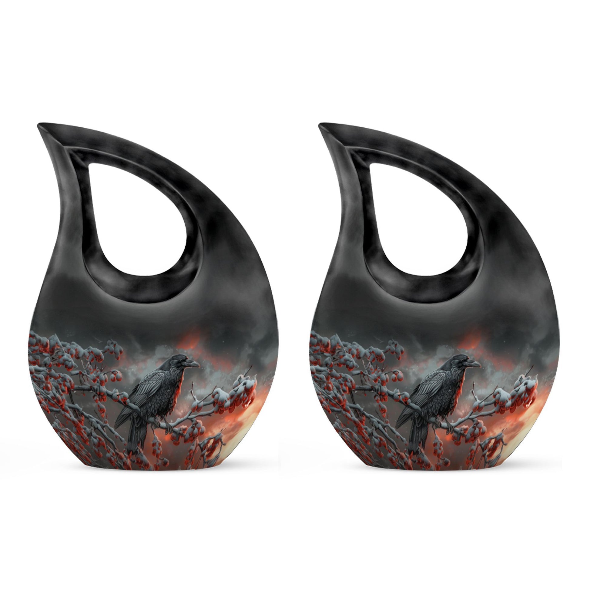 10 Inch Crow Urn with Cross Drop design Urn