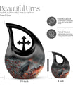 10 Inch Crow Urn with Cross Drop design Urn
