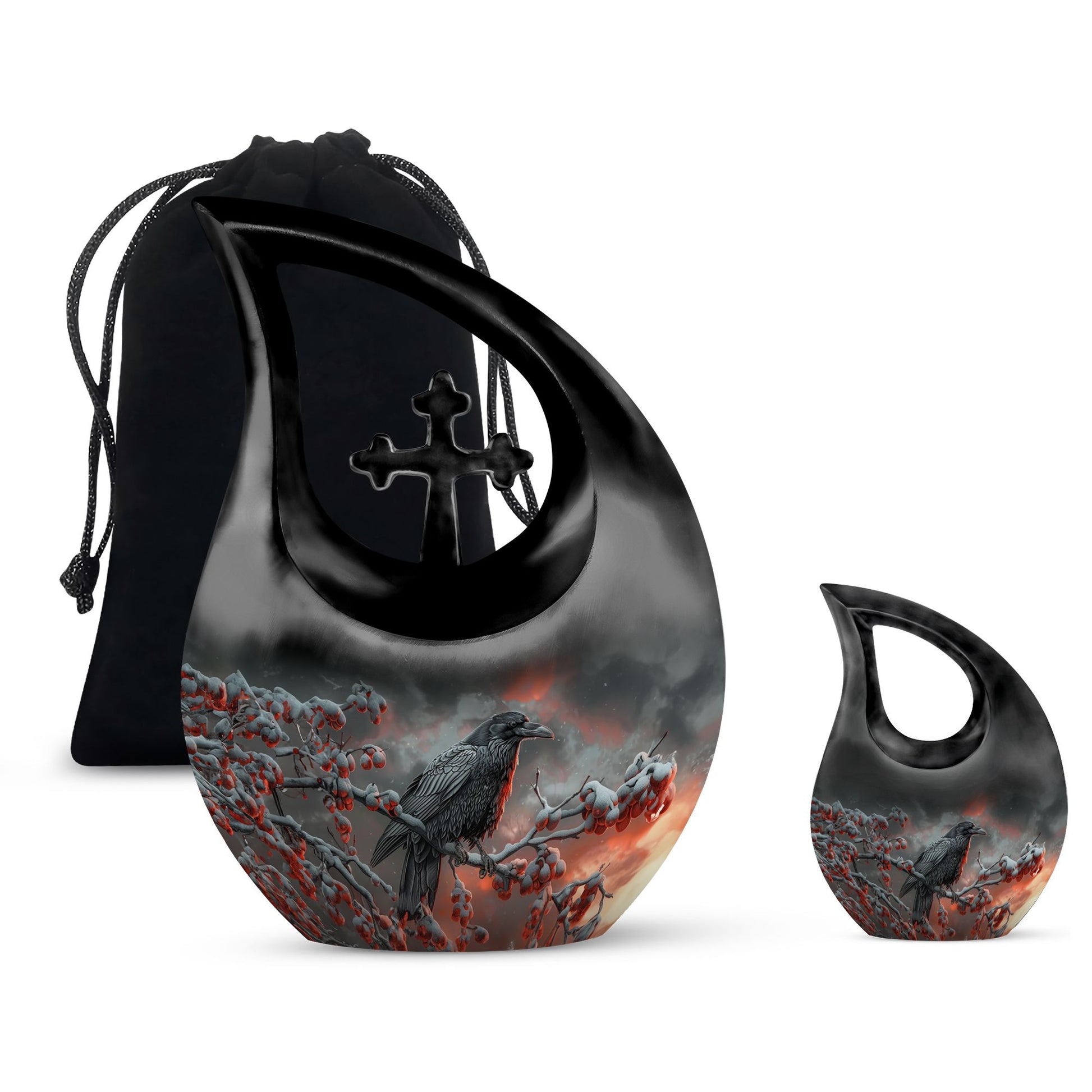 Crow Memorial Urn - Burial Urns Urn For Ashes For Men and Women