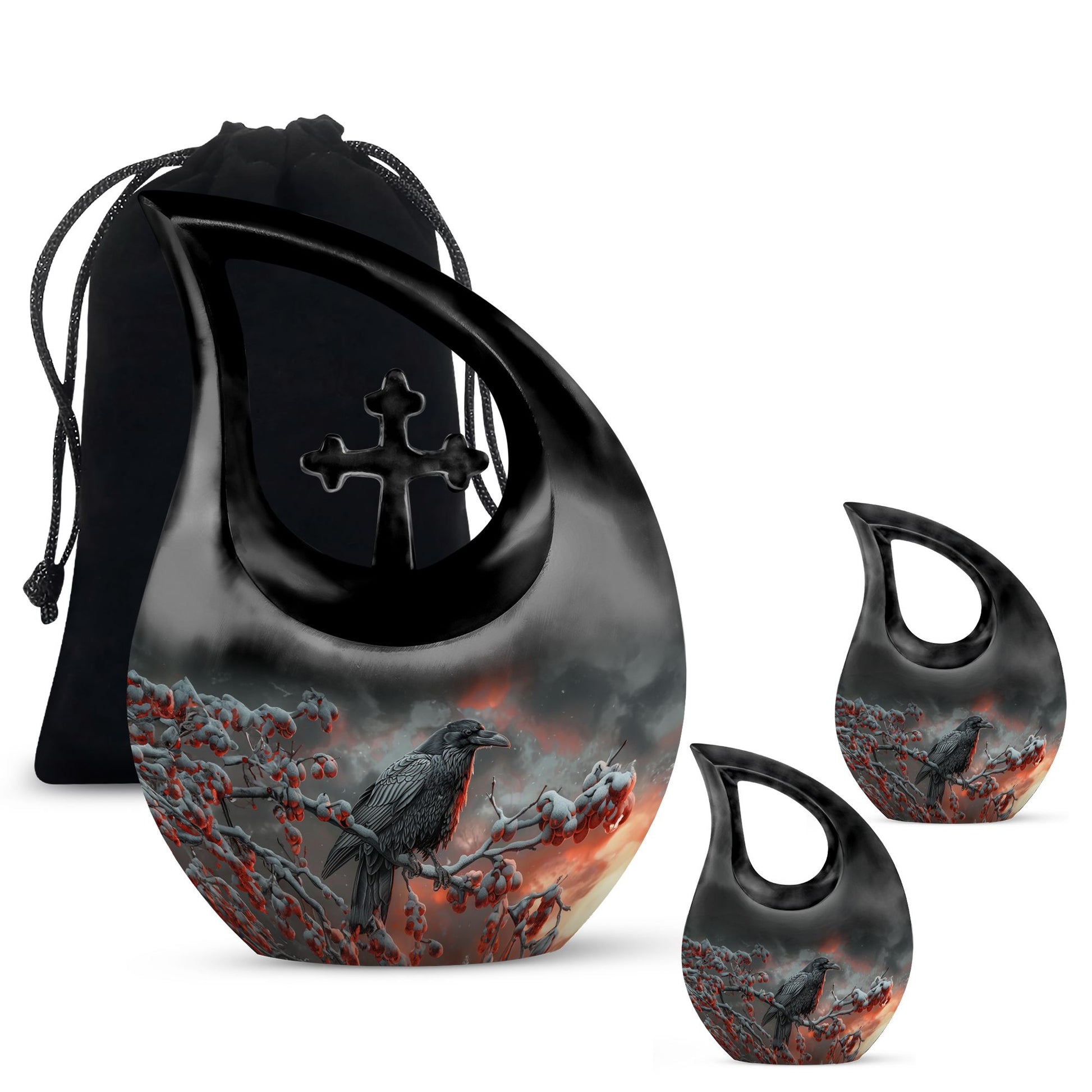 Crow Memorial Urn - Burial Urns Urn For Ashes For Men and Women