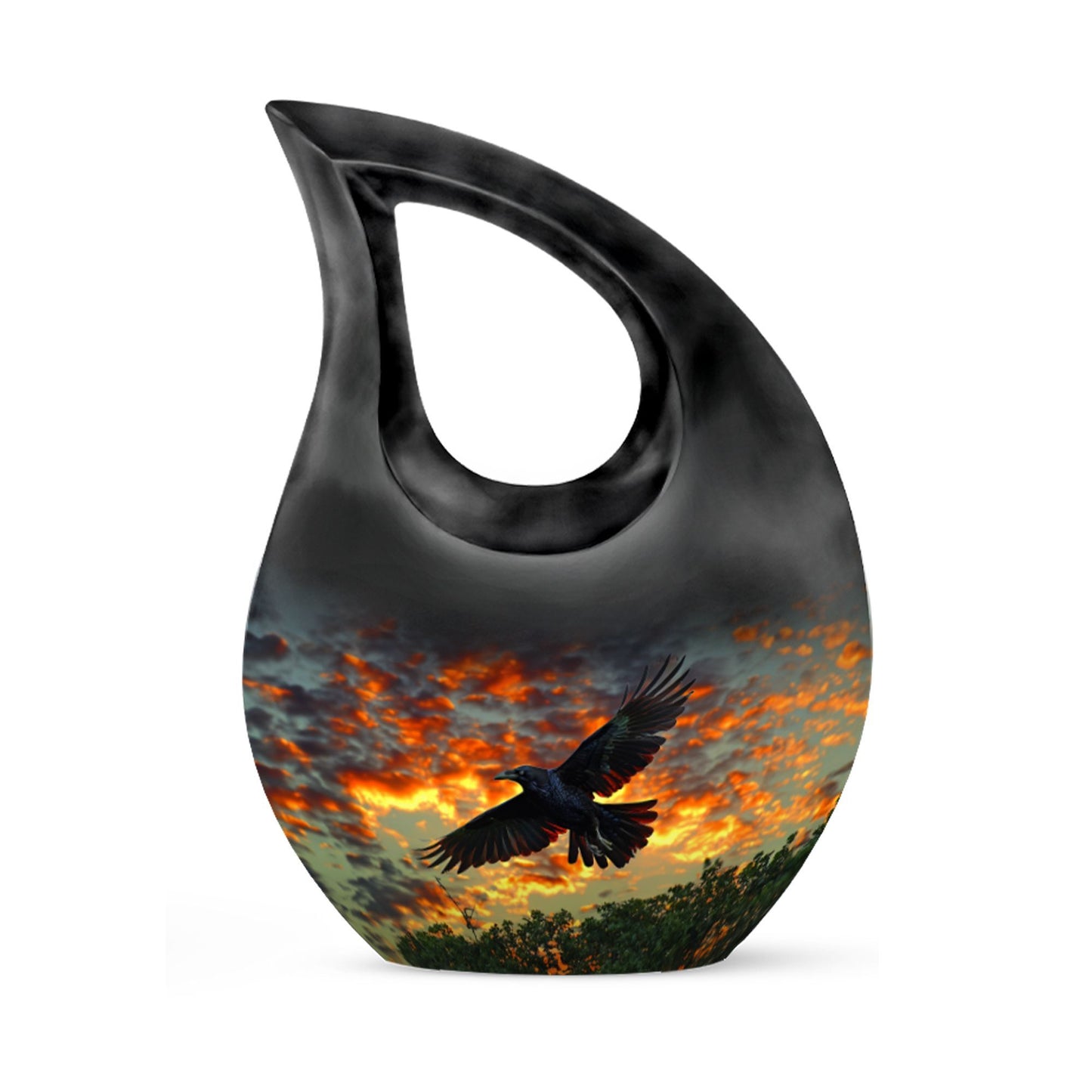 Cross Drop 10 Inch Crow Urn