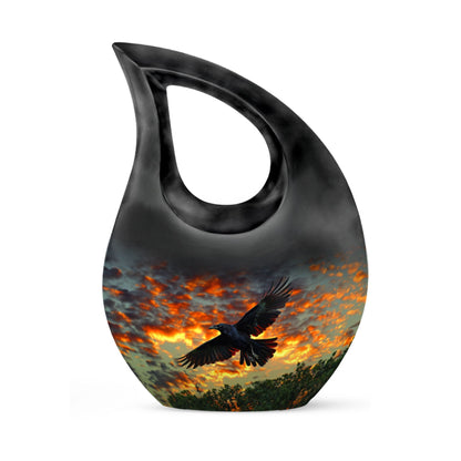 Cross Drop 10 Inch Crow Urn