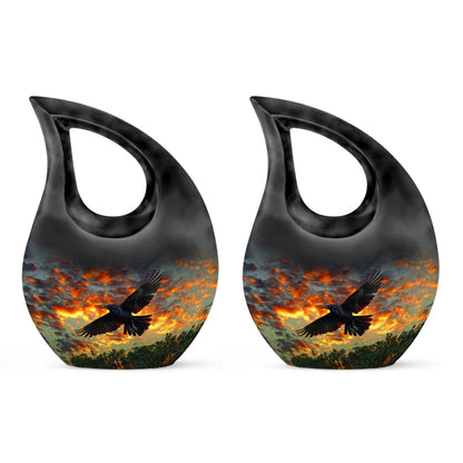 Cross Drop 10 Inch Crow Urn