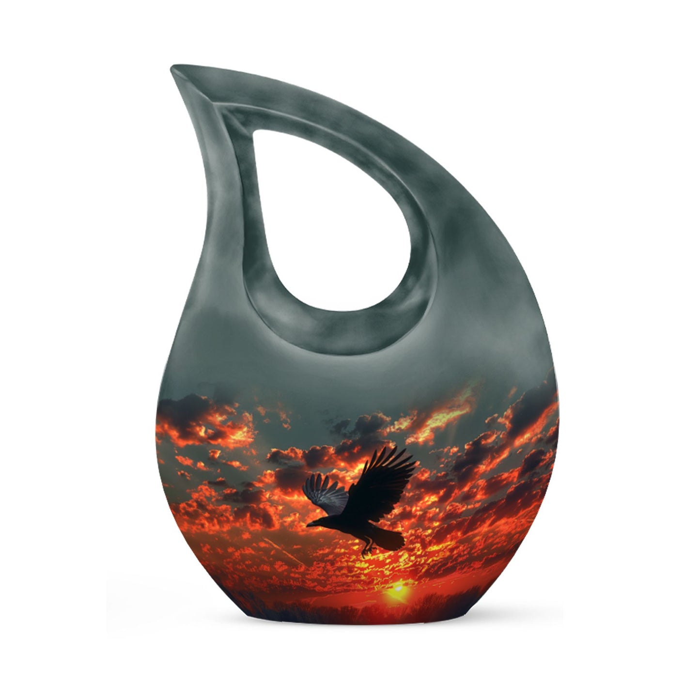 Cross Drop design Crow Urn